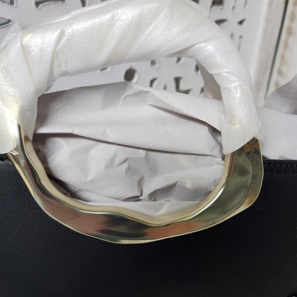 AJE Whipstitch Remi Black Large Leather Tote Gold Sculptural Handles PRICE DROP - Picture 7 of 10